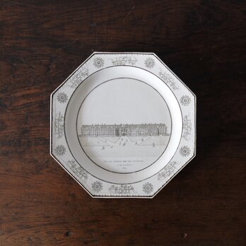 Creil クレイユ オクトゴナル グリザイユ 風景 フランス アンティーク a 0501846