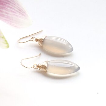 クールシック 大粒グレーオニキス ピアス 14Kgf / アレルギー対応 — Cool & Chic —