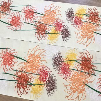 曼珠沙華紋絹帯地の画像