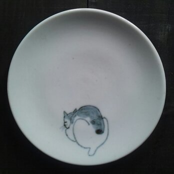 染付4寸猫皿 1の画像