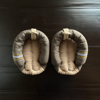 【FLIP TEE FLOP】13cm あしなか 布ぞうり スポーティー ベージュ・ブラウン系【No.295】の画像