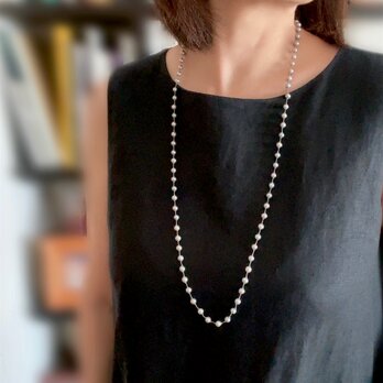 淡水パール シルバー 2連にして使える シルクコードのロングネックレス（再販）の画像