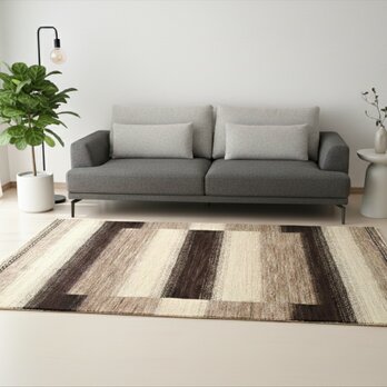 通年18℃　オールシーズン手織りラグ　ガゼニギャッベ　203x135cm ラグサイズ BP248