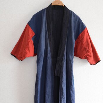 クレイジーパターン つぎはぎ 着物 藍染 縞模様 ジャパンヴィンテージ 古着 木綿 古布 リメイク素材の画像