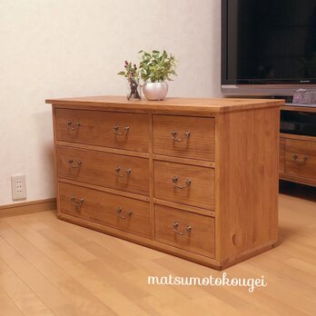 ?W100cm  6DRS Low chest antique 天然木箪笥 レトロ♪の画像