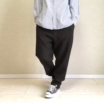 衿付きパンツ001 / ウール100%ブラウン(ウーステッドサージ)の画像