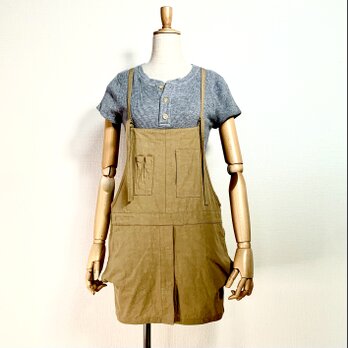 コットンヘンプのミニエプロンドレス