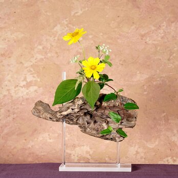 お気に入りの季節の花を飾って気持ちの良い空間を作ってみませんか？　流木の花器、木の花瓶、花器、小さな花瓶、８２の画像
