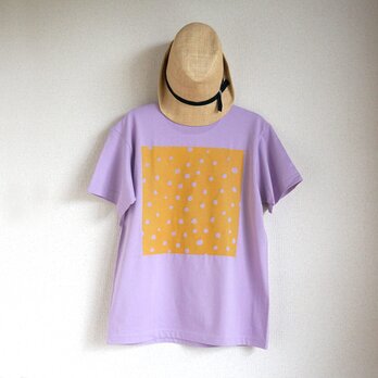 オーガニックコットン【半袖/長袖】「 fuwa fuwa dot（ マスタード  × ライトパープル ）」Ｔシャツの画像