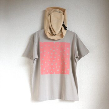 オーガニックコットン【半袖/長袖】「 fuwa fuwa dot（ ピンク × サンドベージュ ）」Ｔシャツの画像
