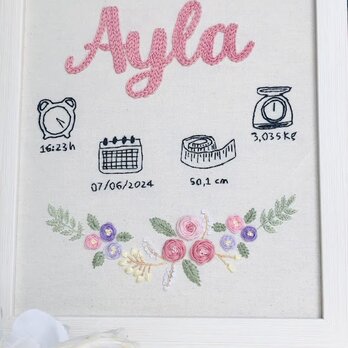 手刺繍ネームボードの画像