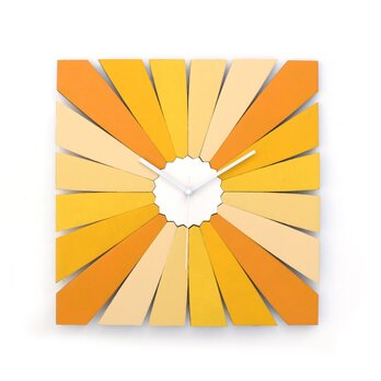 TimeBlend yellow - 5 つの黄色の色合いの長方形の壁掛け時計の画像