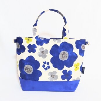 北欧の花ブルー2Wayお出掛けバックの画像