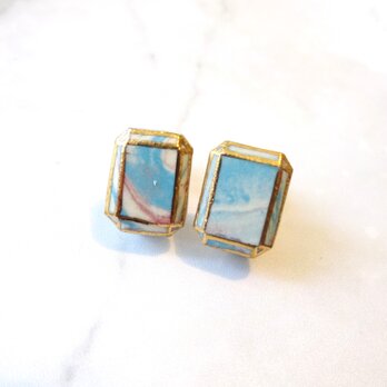 small jewel cut ・練り込み模様のpierce/earring・長角の画像
