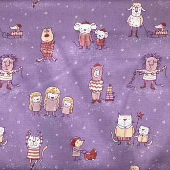 Sale*ドイツLS社 オーガニックコットン生地【20cm切売】ジュビリー アニマル 動物クリスマス 冬 ライオン 熊の画像