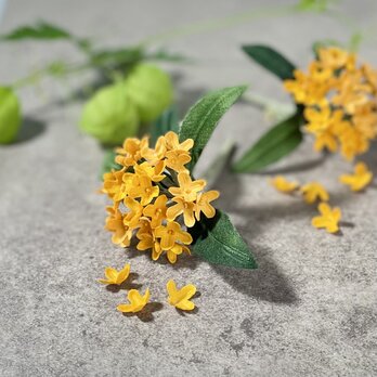 布花　心安らぐ豊かな香り。金木犀のブローチ　秋の誕生花2024の画像
