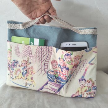ヴィンテージ*バッグインバッグ*くすみブルーの画像