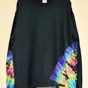 タイダイ染め ビックシルエット 長袖Ｔシャツ  Mサイズ　ブラック×カラフル　HIPPIES DYE HD21-95 Mの画像