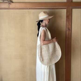 Kudzu Tote Bag L size / 葛トートバッグ 葛手編みバッグ大きいサイズの画像
