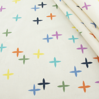 Sale アメリカBirch プリント生地 Just For Fun ウィンク マルチカラー【20cm単位切り売り】星　花の画像