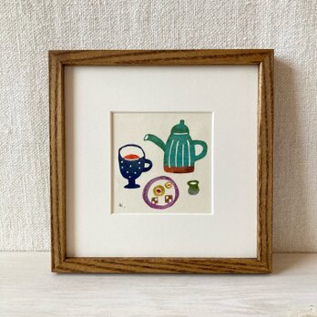 額絵・型染め「コーヒーの時間」の画像