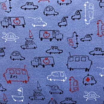 Sale*ドイツ CP社 オーガニックコットン生地ニット 乗り物とUFO【 20cm切売】のりもの 働く車 救急車 自動車 バスの画像