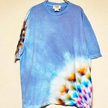 タイダイ染め　ビッグシルエット Tシャツ　XLサイズ　曼荼羅　ブルー　Hippies Dye HD22-01の画像