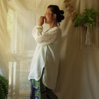 asana HEMP100% ガーゼ ゆったり ロングスリーブ●きなりの画像