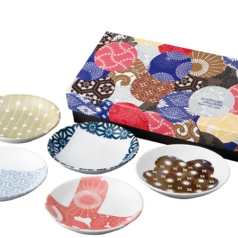 ◆新品◆〇ギフトセット〇　美濃焼伊勢形紙小皿揃え5点セット【化粧箱】1個のサイズ サイズ：約φ10.2×2cmの画像