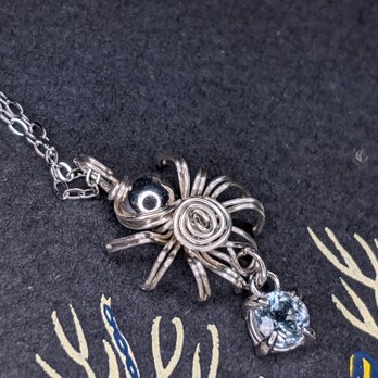 【アクアマリン】星をつかまえた蜘蛛　silver925の画像