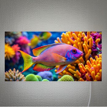 【壁掛け】魚 熱帯魚 トロピカルフィッシュ サインアクアリウム 癒し 店舗 自宅 照明 ランプ 看板 置物 雑貨 ライトBOXの画像