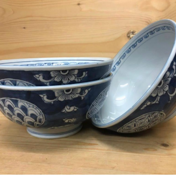 【大特価】【新品】 美濃焼染付大ラーメン鉢３セット　サイズ：直径/約20.6cm×高さ/約9.5cmの画像