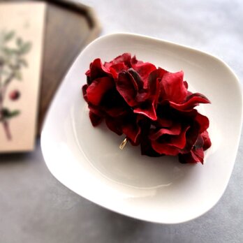 花びらのポニーフック ■ 水彩画トーン 紫陽花 ■ レッドの画像