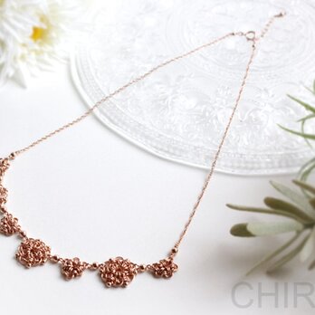 チェーンの モチーフ✿ お花 ネックレス/ 14kgf Pinkの画像