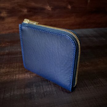《Ｌ字ファスナー型》レザーウォレット（ブルー）革財布