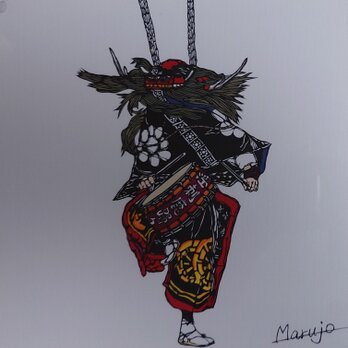 切り絵「江刺鹿踊り」の画像