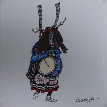 切り絵「花巻鹿踊り」の画像