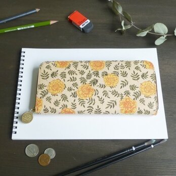 ラウンドファスナー長財布(マリーゴールド)　皮革 ILL0613