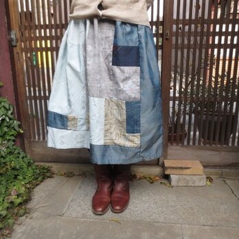 着物リメイク☆艶やか紬スカートで春のお出かけに73cm丈の画像