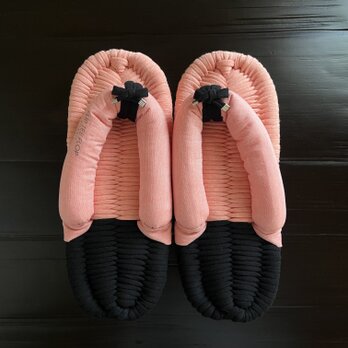 【FLIP TEE FLOP】24cm 布ぞうり サーモンピンク×ブラック【No.303】の画像