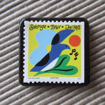 スウェーデン　切手ブローチ9883