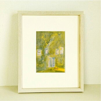 水彩｜原画「ある夜のこと」※木製額縁入り（インチサイズ）の画像