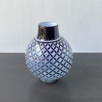 pattern vase　紺灰七宝の画像