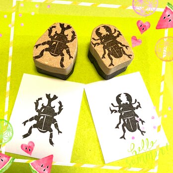 〻夏のはんこ〓《2個セット》【カブト&クワガタ】3.5cmの画像
