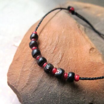 アンティーク　ブラックシェブロン　＆　金赤ホワイトハート　ブレスレット　百世 momotose（西）