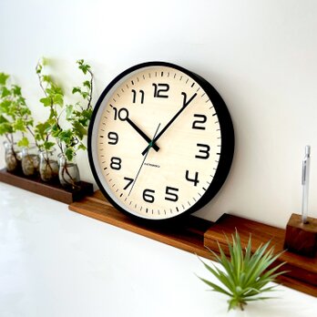 KATOMOKU plywood clock 23 ブラック km-145BKRC 電波時計 木製 曲げわっぱの画像