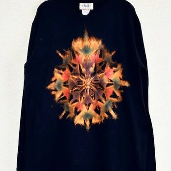 タイダイ染め 長袖Tシャツ　XLサイズ 　曼荼羅 　ブラック　ブリーチダイ　HIPPIES DYE新作　 HD22-06の画像