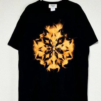 タイダイ染め Tシャツ　Lサイズ　ブリーチダイ　曼荼羅　ブラック　Hippies Dye HD22-07の画像