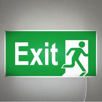 【Lサイズ 壁掛け】EXIT 非常口 出口 避難灯 アメリカン 店舗 自宅 照明 サイン ランプ 看板 置物 雑貨 ライトBOXの画像