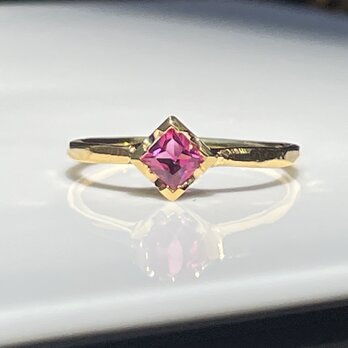 ピンクトルマリン　SQプリンセスカット　0.3ct　シルバーSV925リングの画像